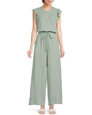 Saks Fifth Avenue Frill Trim Drawstring Jumpsuit - Green