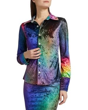 BruceGlen Prism Crushed Velvet Shirt - Blue