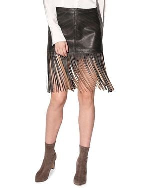 Walter Baker Sabrina Fringed Leather Skirt - Black