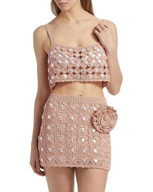 Toccin Andrea Faux-Pearl-Embellished Cotton Tank - Pink