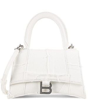 Balenciaga Hourglass Textile Top Handle Bag - White