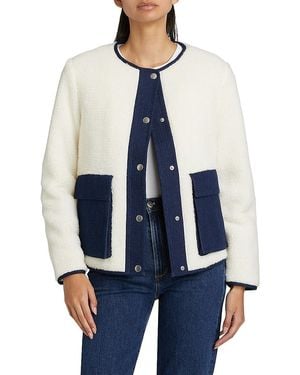 If Only Studio Faux-Faux-Shearling & Denim Jacket - Blue