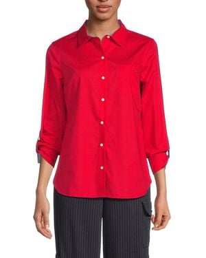 Tommy Hilfiger Roll-Tab Button Down Shirt - Red