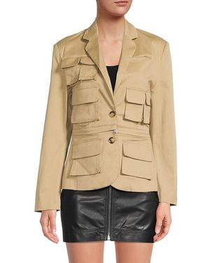 RTA Notch Lapel Utilitarian Blazer - Natural