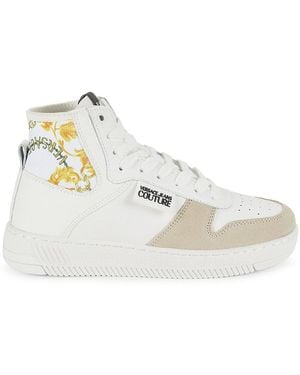 Versace Jeans Couture Meyssa High Top Baroque Logo Court Trainers - White