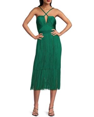 Hervé Léger The Natalia Fringe A-Line Midi-Dress - Green