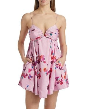 AMUR Kimberly Floral Sweetheart Babydoll Minidress - Pink