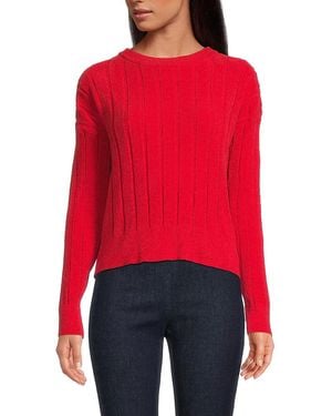 DKNY Ribbed Drop Shoulder Sweater - Red
