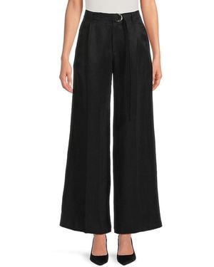 Third Form Linen Blend Wide Leg Trousers - Black