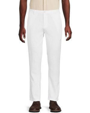 Saks Fifth Avenue Linen-Blend Flat Front Trousers - White