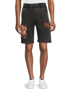 PRPS 'Graphic Flat Front Sweatshorts - Black