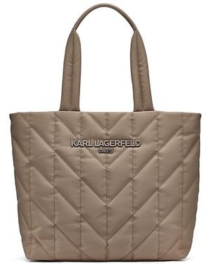 Karl Lagerfeld Voyage Quilted Nylon Tote Bag - Natural