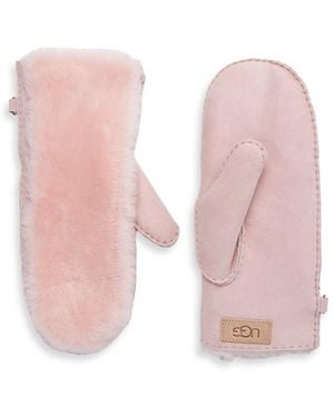 UGG Exposed Sheepskin Mittens - Pink