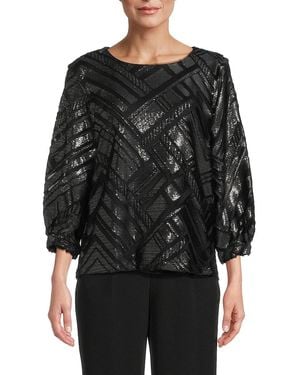 Calvin Klein Sheen Mesh Top - Black