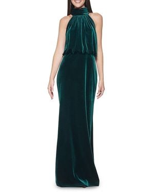 Eliza J Mock Turtleneck Velvet Blouson Gown - Green