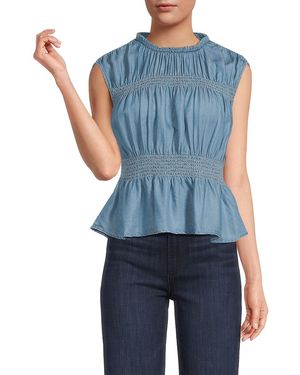Joe's Jeans Pintuck Chambray Peplum Top - Blue