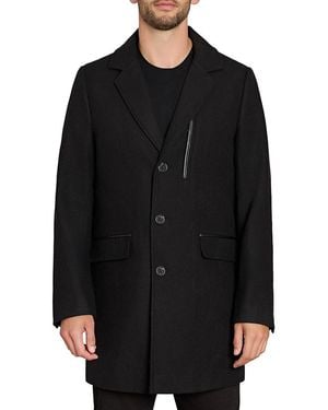 Sam Edelman Single Breasted Wool Blend Top Coat - Black