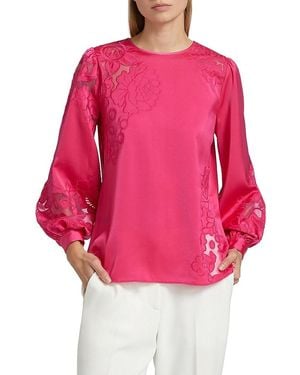 Tahari Alisa Lace Blouse - Pink