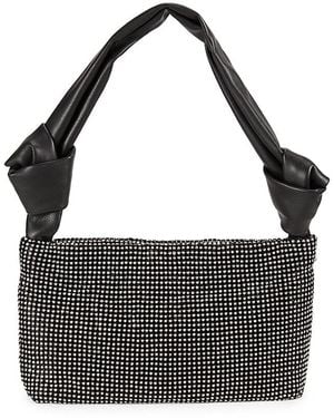 La Regale Crystal Mesh Top Handle Bag - Black