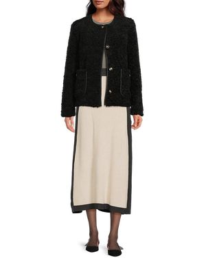 Saks Fifth Avenue Faux-Shearling Contrast-Trim Jacket - Black