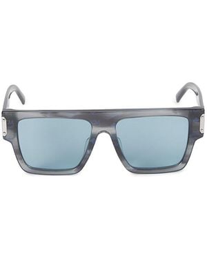 MCM 55Mm Solid Lens Rectangle Sunglasses - Blue