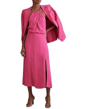 Reiss Elliana Draped Halter Midi-Dress - Pink
