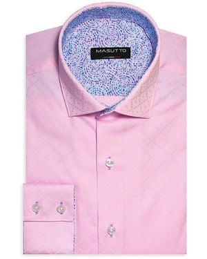 MASUTTO Classic Fit Pattern Dress Shirt - Pink