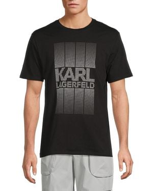 Karl Lagerfeld Pixel Logo Cotton T-Shirt - Black