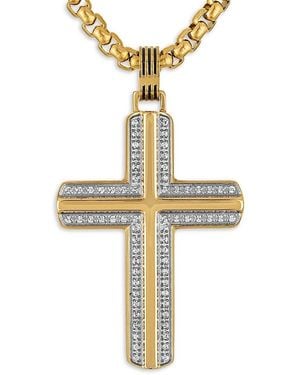 Esquire Ion-Plated Stainless Steel & 0.33 Tcw Diamond Cross Pendant Necklace - White