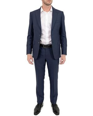 PINOPORTE Modern Fit Asiago Striped Wool Suit - Blue