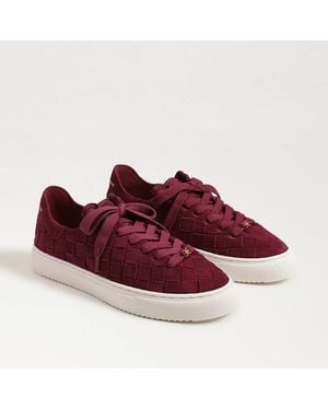 Sam Edelman Poppy Woven Lace Up Sneaker French Merlot Suede - Red