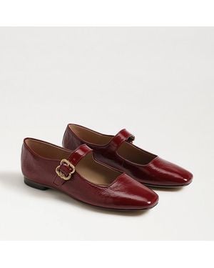 Sam Edelman Michaela Mary Jane Flat French Merlot Leather - Red