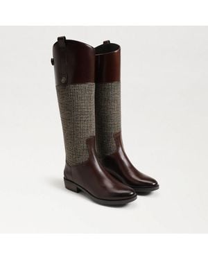 Sam Edelman Penny Wide Calf Riding Boot Plaid Fabric/Leather - Black