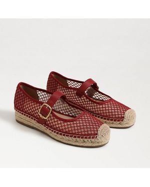 Sam Edelman Mackie Mesh Espadrille Mary Jane Deep Scarlet Mesh Fabric - Red