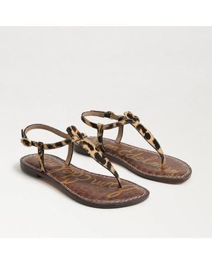 Sam Edelman Gigi Thong Sandal Leopard Brahma Hair Leather - Brown