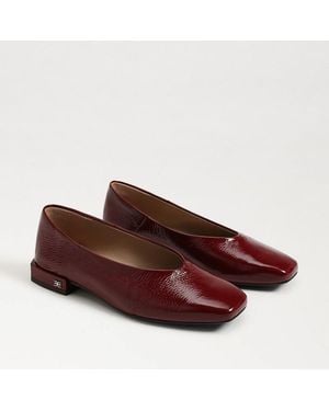 Sam Edelman Kasey Square Toe Ballet Flat French Merlot Leather - Red