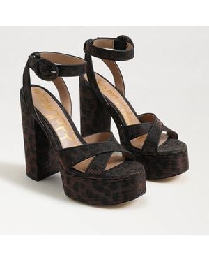 Sam Edelman Savannah Platform Dress Sandal Leopard Print Fabric - Black