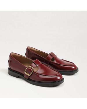 Sam Edelman Elaina T-Strap Buckle Loafer French Merlot Leather - Red