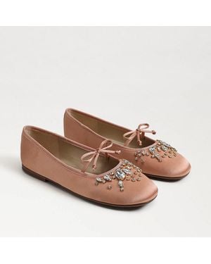 Sam Edelman Amy Ballet Flat Spiced Coral Satin Fabric - Brown