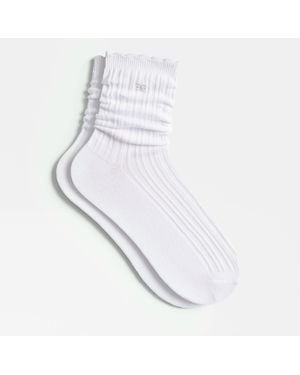 Sam Edelman 1 Pack Rib Cotton Slouchy Ankle With Scallop Cuff Socks - White