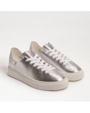 Sam Edelman Poppy Lace Up Sneaker Soft Leather - Gray