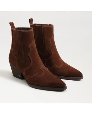 Sam Edelman West Ankle Boot Dark Toffee Leather/Suede - Brown