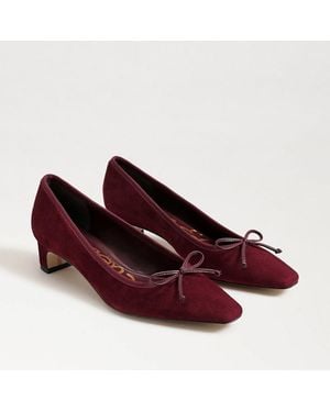 Sam Edelman Rinda Pointed Toe Ballet Heel French Merlot Suede - Red