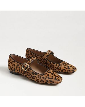 Sam Edelman Michaela Mary Jane Flat Leopard Brahma Hair Leather - Brown
