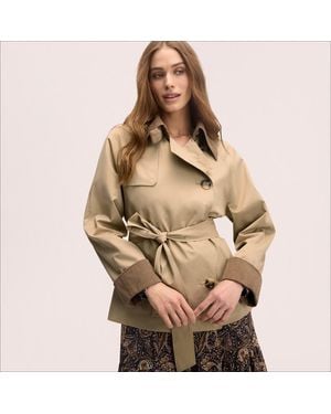 Sam Edelman Double Breasted Short Trench Sand - Natural