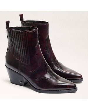 Sam Edelman West Ankle Boot Merlot Leather - Black