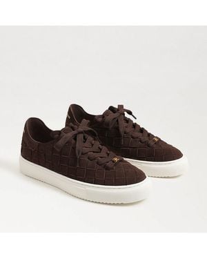 Sam Edelman Poppy Woven Lace Up Sneaker Cafe Noir Suede - Brown