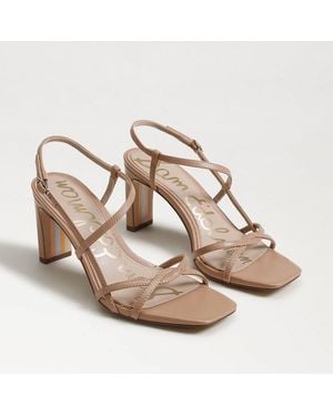 Sam Edelman Elissa Strappy Heel Sandal French Sand Leather - Metallic