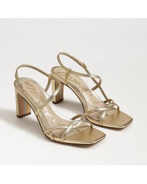 Sam Edelman Elissa Strappy Heel Sandal Amber Leather - Metallic
