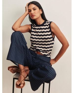 Sanctuary Everyday Chevron Knit Shell Inkstorm/ Dark Opal Stripe Petite Sizing - Blue